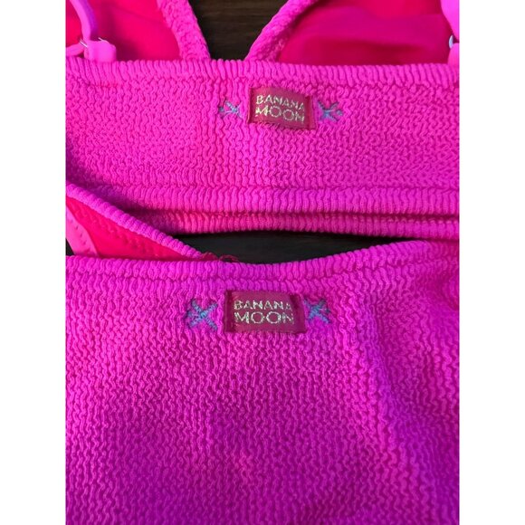 Banana Moon Teen NWOT Two Piece Bikini Top High Waist Smocked Set Pink Sz 4 - Picture 8 of 9